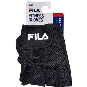 Fila Fitness Gloves Size S/M Black Core Fitness Adjustable Fit Breathable Unisex